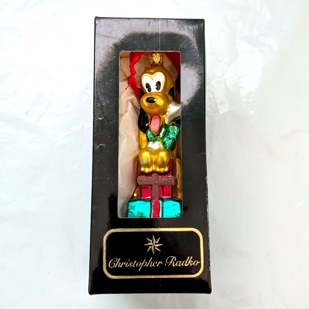 Christopher Radko Disney Noel Pluto Christmas Ornament Glass 1996 Mickey & Co